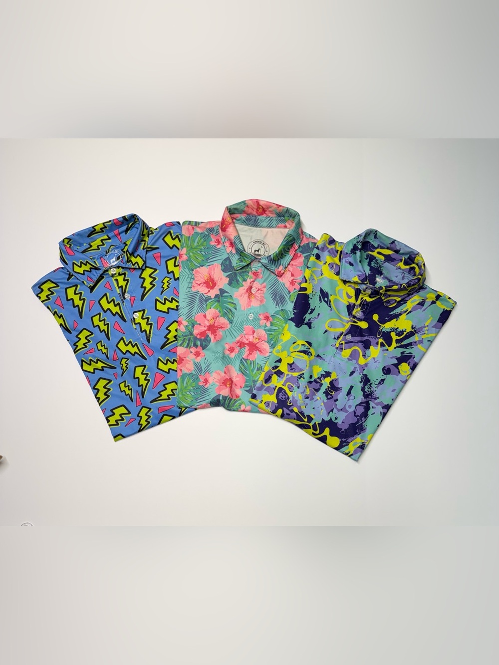 Lot Of 3 Proud 90 Golf Polo Shirts Golf Is Fun Multicolor Printed  Men’s size